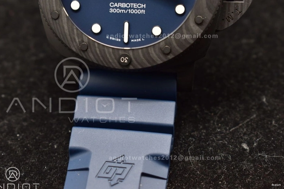 Blue Blue SBF Dial P900 Rubber Best on Carbotech W Strap 1:1 Edition PAM1232 0406